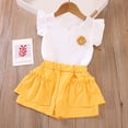 thumbnail image 6 of XZNPDUCQ Summer 2Pcs Outfits Set – Toddler Girls Flower Short Sleeve T-Shirt and Pants Gift Set Summer 2Pcs Gift Outfits Set Summer Short Set Outfit 6-12 Months,Yellow, 6 of 6