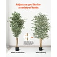 thumbnail image 6 of VEVOR 6FT Artificial Ficus Tree with Black Pot, Tall Faux Ficus Plant with Natural Wood Trunk and Realistic Green Leaves, Indoor Fake Silk Tree for Home, Office, Living Room, or Corner Decor, 6 of 8
