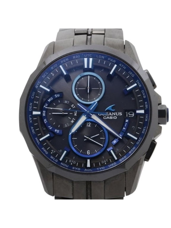 Pre-Owned CASIO OCEANUS Manta OCW-S3001B-1AJF Black Titanium Men's Analog Watch