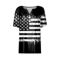 thumbnail image 2 of YLHFASHION Hauts pour Femmes Mode Manches 3/4 Col Rond Chemises Décontractées Tendance Blouses Imprimées T-Shirts à devant Plissé Liquidation Ventes Aujourd'hui Aubaines Prime T-shirt à Manches Courtes pour Femme, 2 of 5