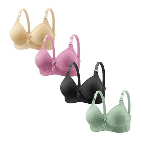 Clearance!Uooqdmx Bras for Women Bralettes for Women Bras No Underwire Adjustable Bras Full Coverage Support Bralette Plus Size Everyday Bra of 4 Wireless Bras for Women Yellow(4PC) S