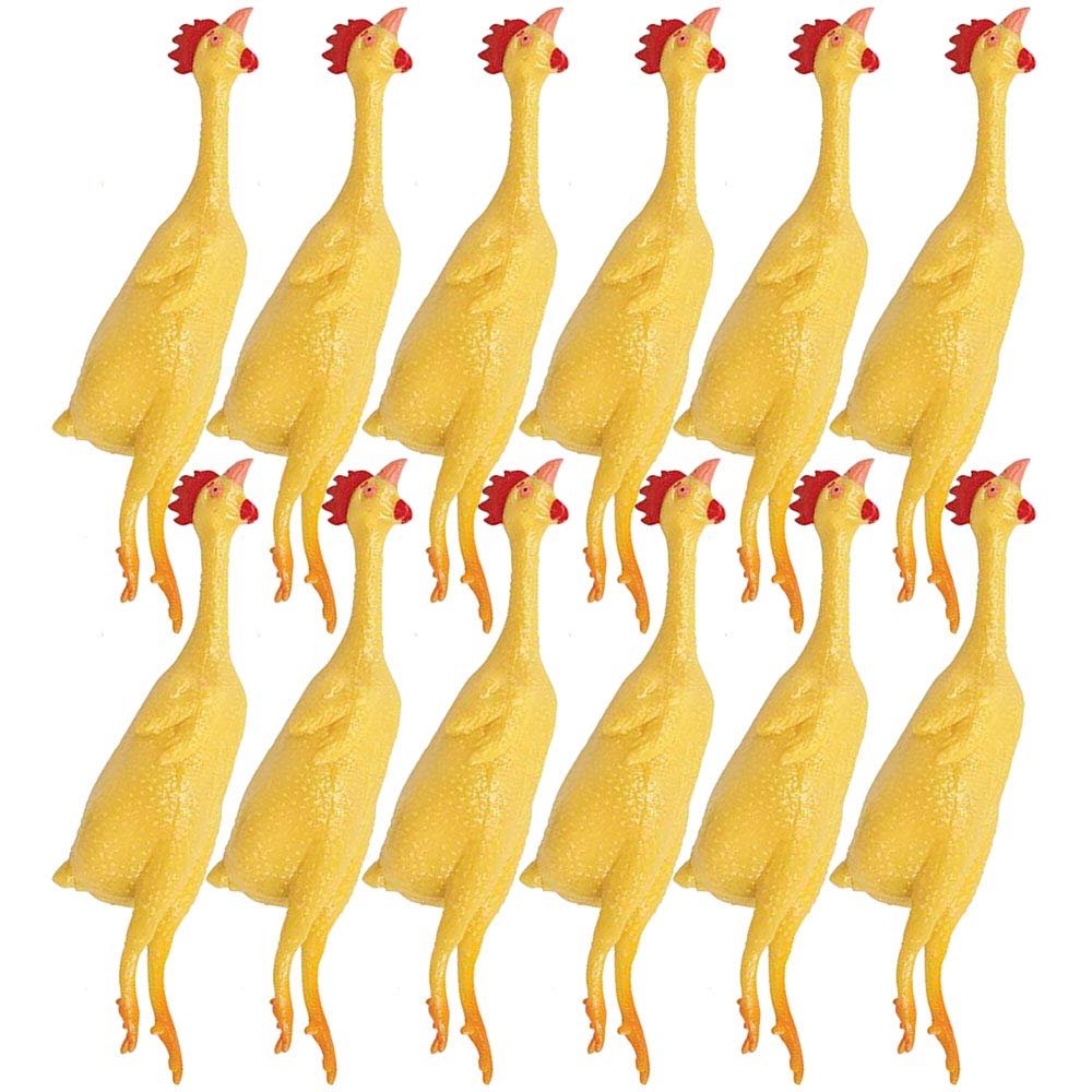 8’’ Mini Rubber Stretch Chickens Pack of 12 Yellow Stretchy Slingshot