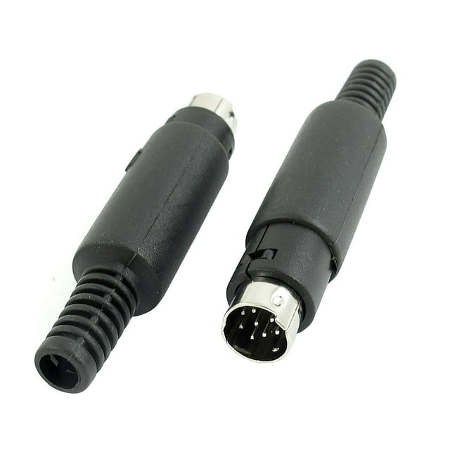 Conector adaptador de audio y video AV macho de 8 pines mini DIN recubierto de plástico de 2 piezas