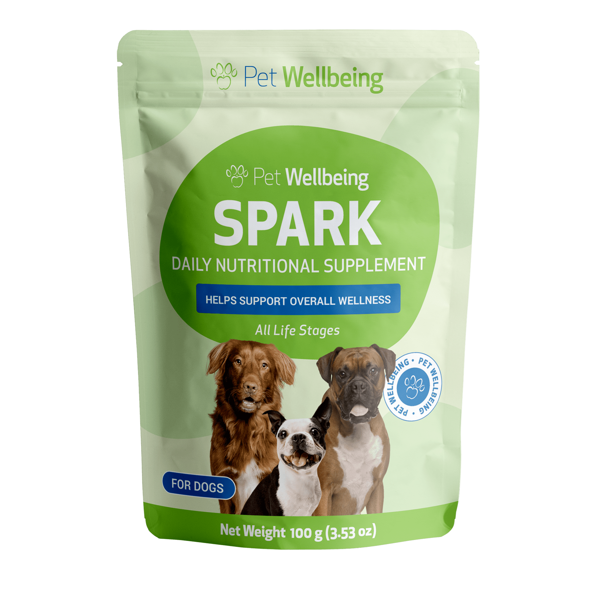 Pet Wellbeing Natural Daily Nutritional Supplement for Dogs - SPARK 100g (3.53oz)