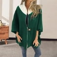 thumbnail image 4 of Fall Winter Women Jacket Loose Stand Collar Colorblock Zipper Closure Three-quarter Horn Sleeves Mid Length Casual Daily Wear Jacket, 4 of 8