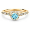 thumbnail image 3 of Gem Stone King 10K Yellow Gold Blue Apatite and Lab Grown Diamond Engagement Ring for Women | 0.79 Cttw | Round 5MM | Gemstone Birthstone | Size 8, 3 of 6