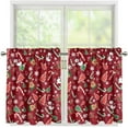 thumbnail image 4 of Christmas Decor Curtain Tiers 24 inch,2 Panels Kitchen Tiers Red Half Window Sheer Curtains for Windows/Bathroom/Cafe/Living Room, 4 of 6