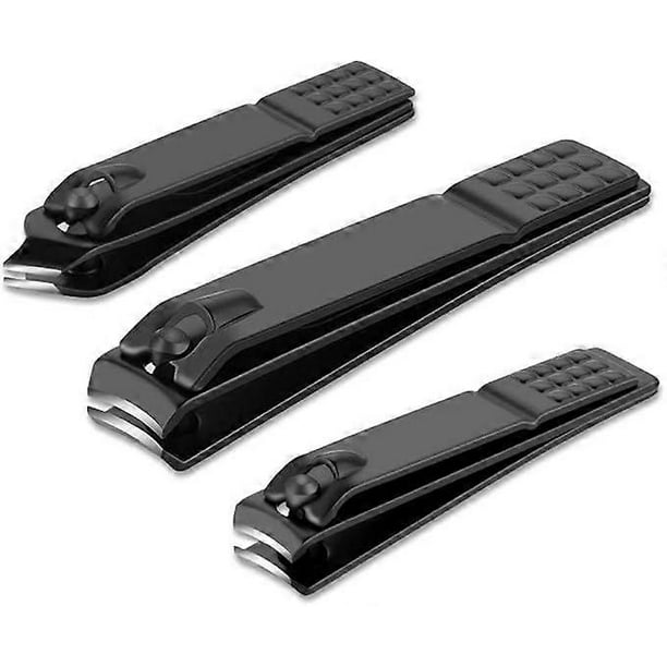 Nail Clippers Set Black Matte Stainless Steel Fingernail & Thick Toenail & Ingrown Nail Clippers, Perfect 3 pcs Nail Clippers Cutter for Men and Women