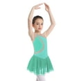 thumbnail image 2 of DPOIS Kids Girls Glittery Mesh Spliced Figure Ice Skating Dress Leotard Tutu Skirt Green 16, 2 of 7