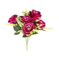 thumbnail image 2 of MTBLYS Artificial Faux 7 Roses Bouquet Multicolor Bulgarian Rose Plastic Fake Flower 48Cm Tall Home Decor Garden Wedding Party, 2 of 6