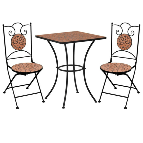 vidaXL 3 Piece Mosaic Bistro Set Ceramic Tile Black and White