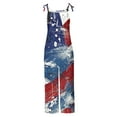 thumbnail image 4 of QATAINLAV Womens Casual Summer Linen Jumpsuits Adjustable Spaghetti Strap Long Wide Leg Rompers 4th of July American Flag Overalls Multicolor L, 4 of 6