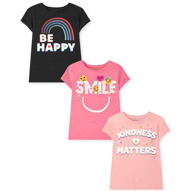 Camiseta The Children's Place para niñas de manga corta, paquete de 3 unidades, 10/12