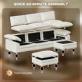 thumbnail image 6 of HOMCOM Sectional Sofa, L Shaped Couch with Deep Seat, Movable Ottoman and Pillow-top Armrests, Beige, 6 of 9