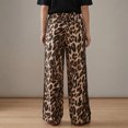 thumbnail image 5 of adaychics Womens Leopard Pants Side Striped Elastic Waist Drawstring Baggy Pants with Pockets Daily Wear, 5 of 6