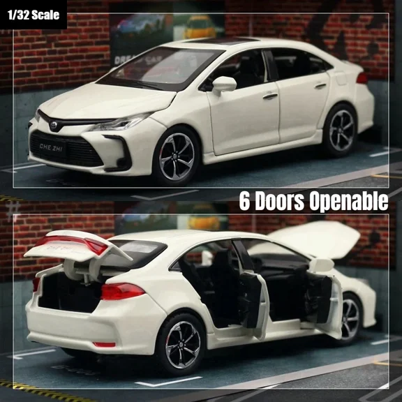 1/32 - 1/33 Corolla Hybrid Toy Car For Children Diecast Alloy Metal Miniature Model Pull Back Sound & Light Collection Gift Kid
