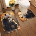 thumbnail image 2 of Xecao Maple Forest Panda 2-Piece Vintage Seamless Anti-Skid Mat Set, featuring a stylish pattern for a safe and elegant toilet rug experience, 2 of 6