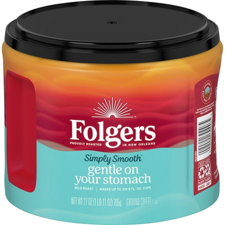 Folgers Simply Smooth Ground Coffee 27 Ounce Canister (Pack of 6)