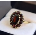 thumbnail image 3 of 2.20Ct Oval Cut Lab Created Red Garnet Women's Flower Gift Ring In 14k Yellow Gold Plated, 3 of 5