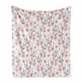 thumbnail image 1 of Watercolor Soft Flannel Fleece Throw Blanket, Vintage Japanese Garden Flourishing Sakura Cherry Branches, Cozy Plush for Indoor and Outdoor Use, 50" x 70", Reseda Green Pale Pink, by Ambesonne, 1 of 6