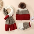 thumbnail image 2 of HNMKIU Children 8-15 Years Winter Warm Knitted Hat Scarf 3 Piece Set Plus Wool Thickened Unisex Outdoor Snowproof Cozy Accessory Bundle Red - One Size, 2 of 5