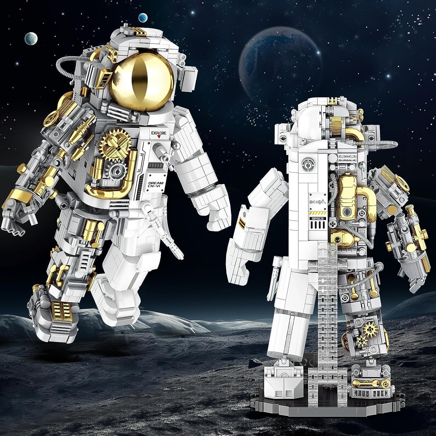 Space Astronaut Building Set fors Adults Gifts for Boys 8-14, Compatible with Lego Space Model Building Blocks, 1088 PCS Cool Collectible Gift Toys for Adults