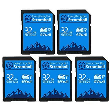 everything but stromboli 32gb sd card (5 pack) speed class 10 uhs-1 32g sdhc memory cards for compatible camera, computer, trail cam, video camcorder
