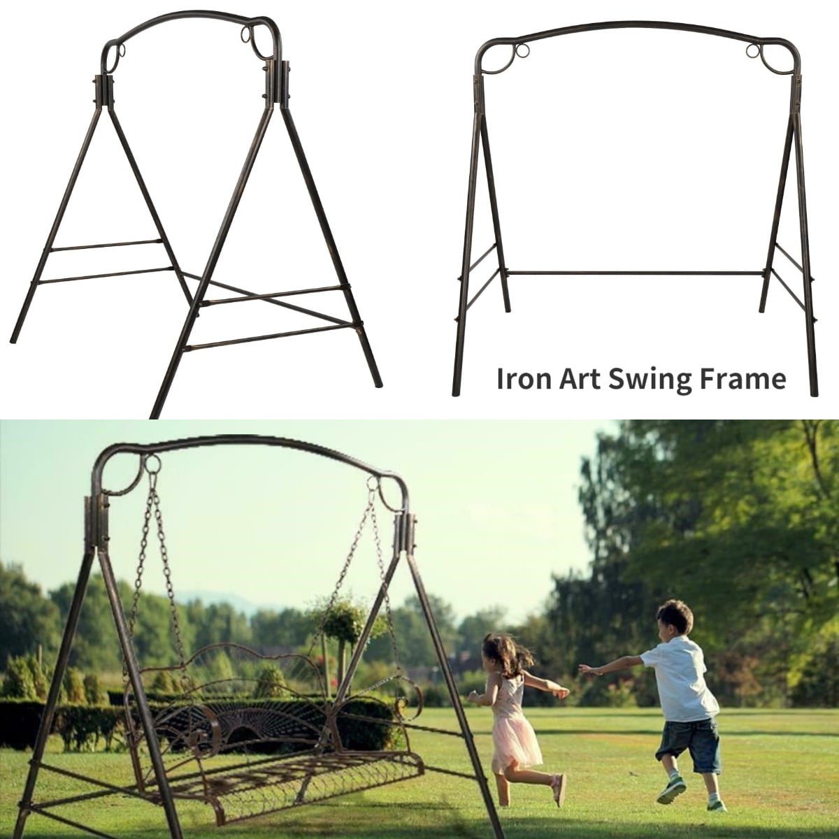 Goorabbit Swing Frame,Upgraded Metal Porch Swing Frame with Antique