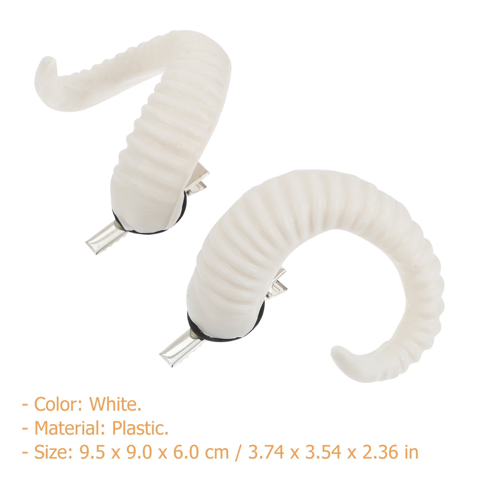 WASHWEPE Horns Hair Pins Sheep Horns Hairclip White 2Pcs 3.7X3.5X2.4In