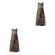 thumbnail image 4 of Qarigey Vestido estampado Vestido largo sin mangas Estilo bohemio Verano O-cuello Cintura alta Verde SG 2piezas, 4 of 6