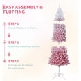 thumbnail image 4 of 7.5FT Pencil Christmas Tree, Gradient Design Slim Christmas Tree, White Pink, 4 of 6