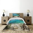 thumbnail image 3 of Ambesonne Romantic Quilted Coverlet 2 Pcs, Tahoe Snowy Mountain, Twin Size, Pale Blue Green Eggshell, 3 of 5