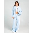 thumbnail image 4 of Women'S 2 Piece Outfits Oversized Casual Zip Up Long Sleeve Sweatshirt with Wide Leg Sweatpants Light Blue S, 4 of 9