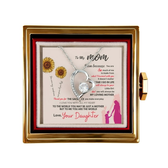 To my Mom Gift from Daughter, Forever Love Necklace with Rotating Rose Box, Gift for mothers day, Valentines Day, Birthday