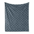 thumbnail image 1 of Scandinavian Soft Flannel Fleece Blanket, Floral Composition Dotted Rhombuses Vintage Style Blooming Tulips, Cozy Plush for Indoor and Outdoor Use, 50" x 60", Blue Grey and Pale Blue, by Ambesonne, 1 of 6