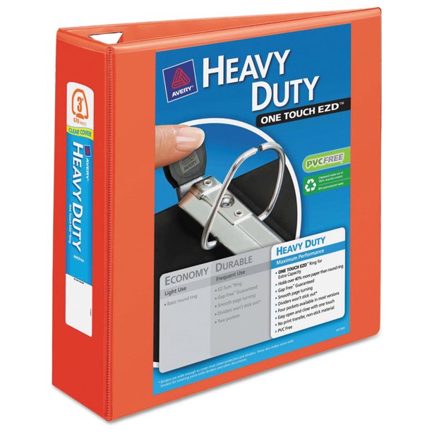 Avery HeavyDuty View Binder w/Locking 1Touch EZD Rings 3" Cap Orange