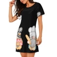 thumbnail image 2 of Gukieu Little Chef Gnome Print Women's Nightgown, A-line Round Neck Short-sleeved Nightgown Pajamas Home Wear Suitable for Home and Outing, 2 of 6