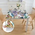 thumbnail image 2 of HAOXIT  Elastic Edged Flannel Backed Vinyl Fitted Table Cover - Colorful Butterfly Pattern - Fits Square Tables white, 2 of 7