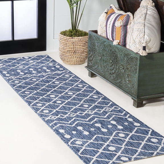 JONATHAN Y SANTA MONICA 2 x 10 Runner Rug, Nokat Tribal Bohemian - Blue/Ivory, SMB131C-210