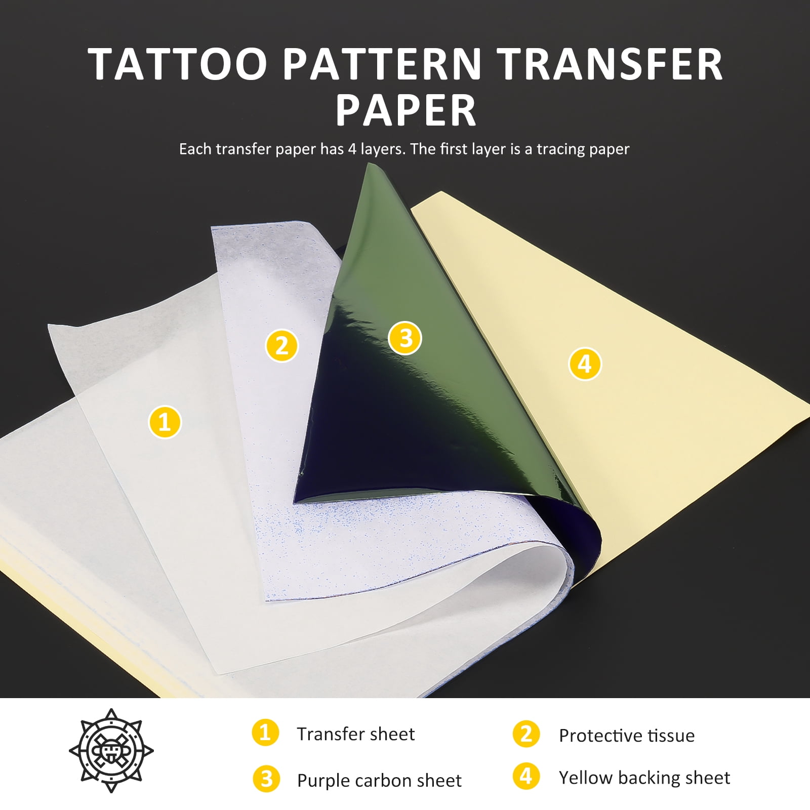 Toorise 100 Sheets Tattoo Transfer Paper A4 Size Tattoo Stencil Paper 4 Layers Thermal Stencil Paper DIY Tattoo Tracing Paper for Commercial and Personal Use