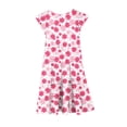 thumbnail image 4 of Zpanxa Robes d'Été pour Filles Manches Courtes Volantées Col Rond Imprimé Floral Taille Poche Robe Superposée Polyester Spandex Multicolore 6-7 Ans, 4 of 6