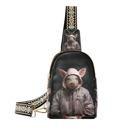Pig Hoodie Crossbody Bags Backpack Chest Bag Shoulder Bag Waist Bag for Outdoor Travel Hiking Fitness Cycling