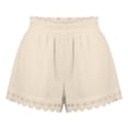thumbnail image 6 of Only Moment Women's Summer Sweat Shorts Polyester Wide Leg Summer Casual Shorts with Pockets Hiking Shorts Wowomen Beige,M, 6 of 6