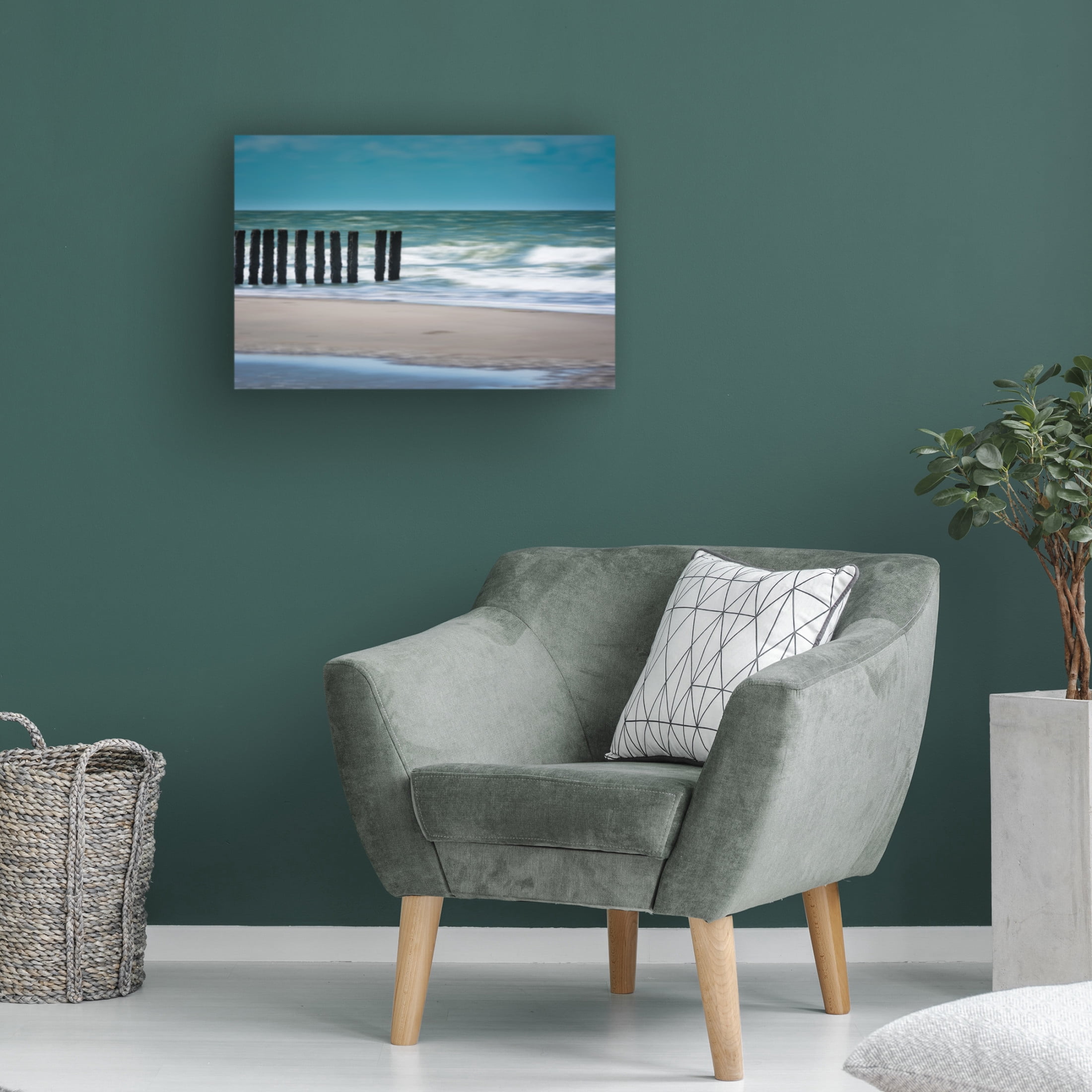 Canvas Wall Art - Bernardine de Laat 'White Waves' Wall Art for Living Room, Bedroom, or Office Décor by Trademark Fine Art - 47 x 30 Inches