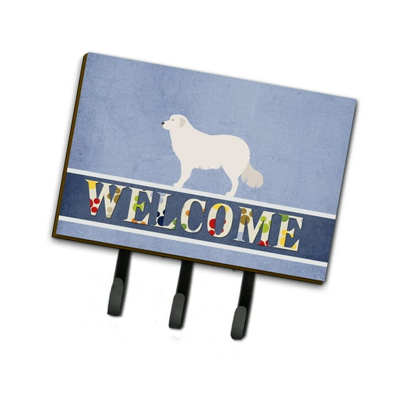 Kuvasz Welcome Leash or Key Holder Blue