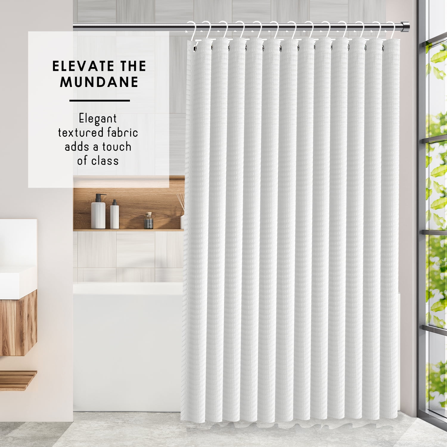 (3 pack) LammaLoe White Shower Curtains, Waffle Weave Heavy Duty Fabric Shower Curtain, 72” x 72" Hotel Luxury 256 GSM Bathroom Curtains