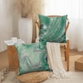 thumbnail image 4 of Marble Green and Silver Pillow Covers Set of 2,Emerald Green Pillows Covers,Marble Green and Silver Decor,Abstract Modern Home Decor,18"x18" Inch, 4 of 6
