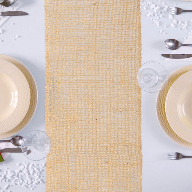 SHOWERORO Farmhouse Table Runner 1Set Flax Strip Khaki Rectangular for Graduation Ceremony 108.08x11.79x0.04in
