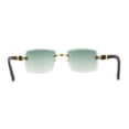 thumbnail image 2 of 90s Music Mogul Gangster Rapper Rimless Narrow Rectangle Luxury Sunglasses Gold Black Green, 2 of 4