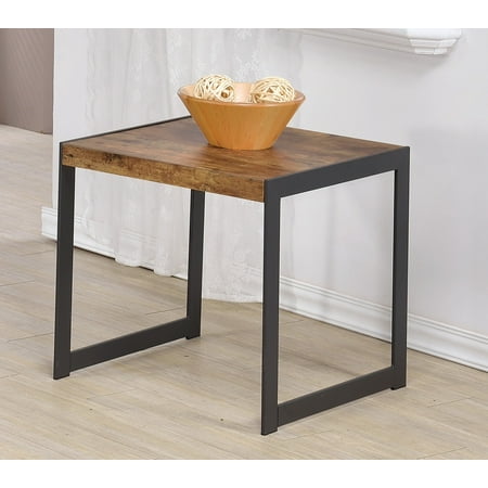 - Coaster Home Furnishings End Table with Metal Base Antique Nutmeg and Gunmetal